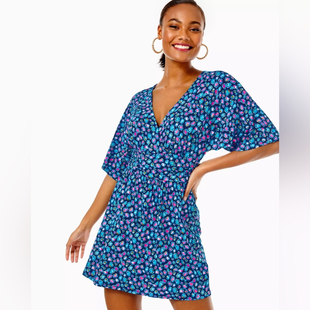 Lilly Pulitzer Parigi Romper in Low Tide Navy Spotted